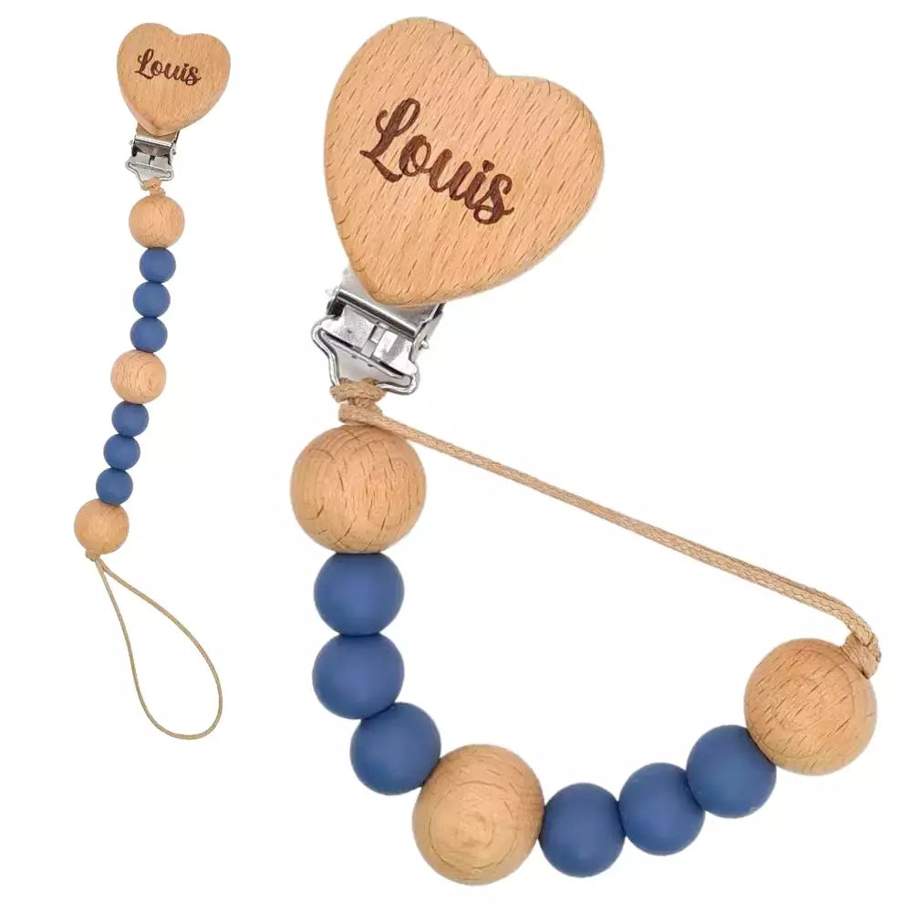 Attache Tétine Prénom Silicone Cœur – Personnalisé