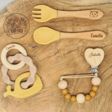 Accessoires bébé en silicone personnalisés jaune