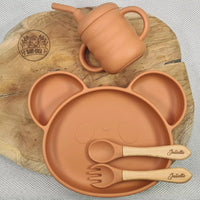 Assiette ventouse + Tasse d'apprentissage + Couverts personnalisés Panda