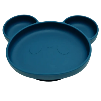 Assiette bebe ventouse bleu marine profonde pour garçon.