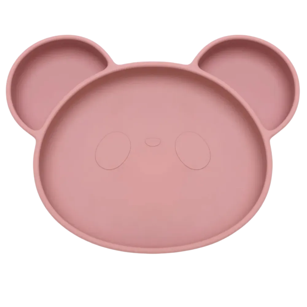 Assiette bebe ventouse rose poudré pour petite fille.