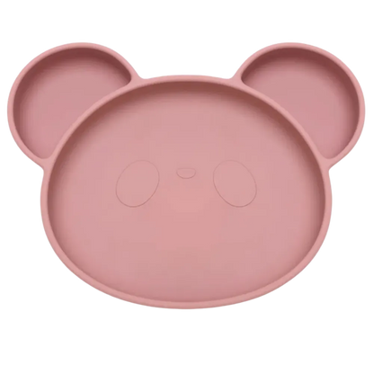 Assiette bebe ventouse rose poudré pour petite fille.