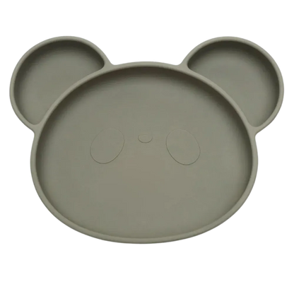 Assiette bebe ventouse en silicone coloris vert olive