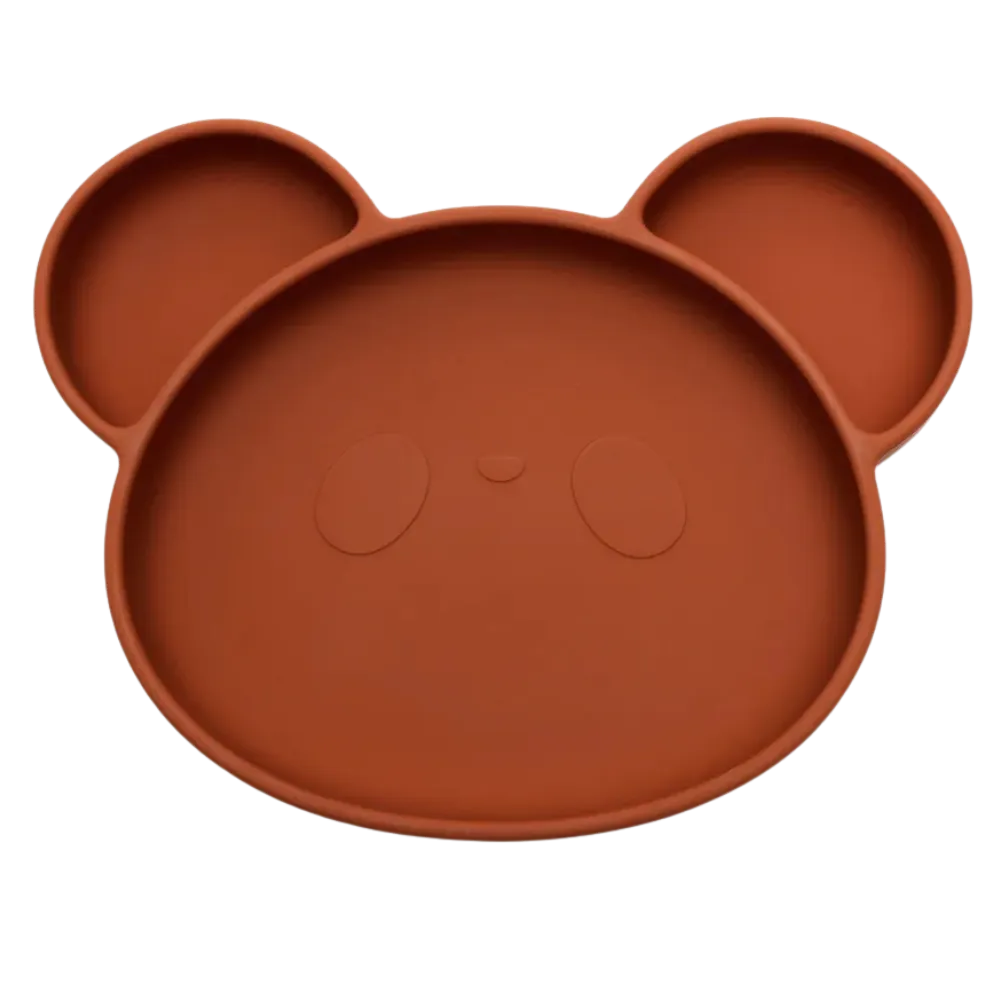 Assiette bebe ventouse rouge tommette style terracotta tendance.