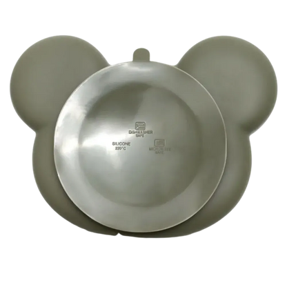 Assiette bebe antidérapante vert olive idéale pour la diversification alimentaire.