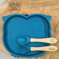 Assiette compartimentée hibou antidérapante pour bébé