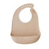 Bavoir bébé beige silicone souple et lavable