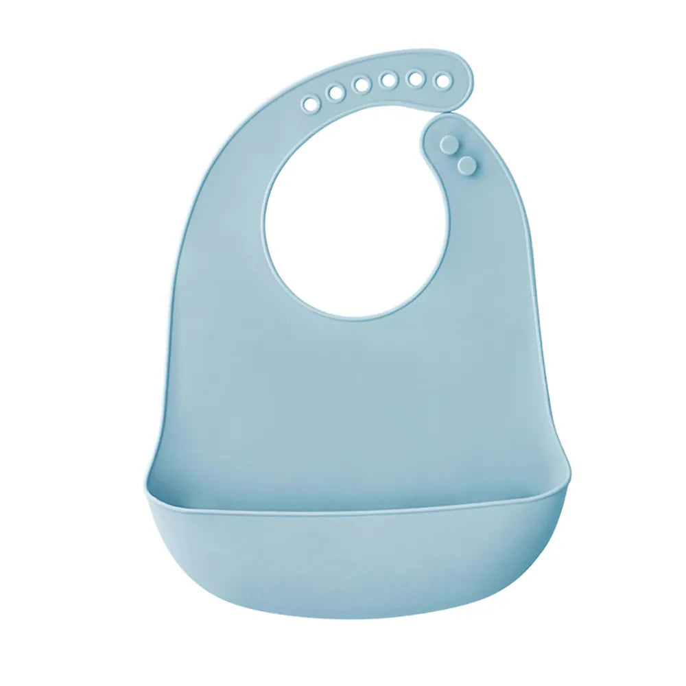 Bavoir bébé bleu clair en silicone souple