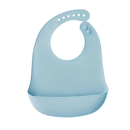 Bavoir bébé bleu clair en silicone souple