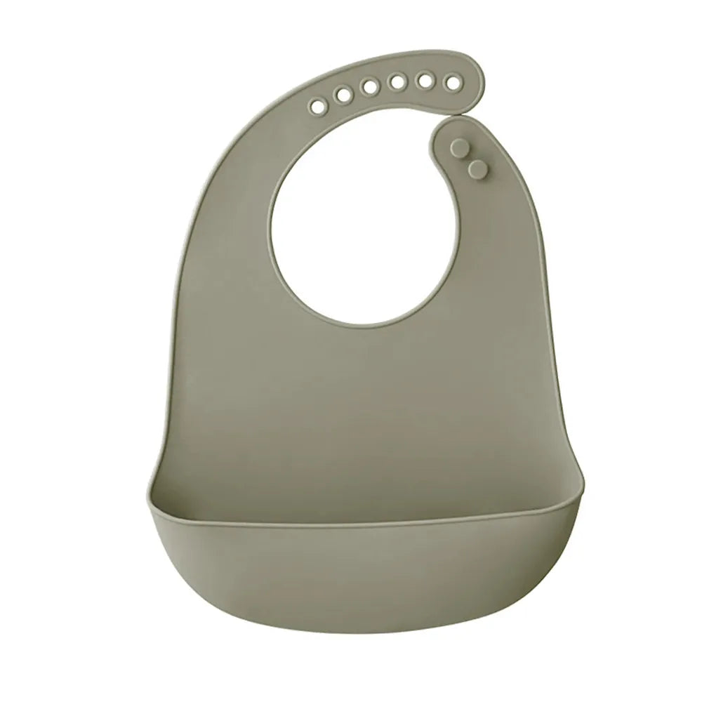 Bavoir bébé vert olive en silicone souple