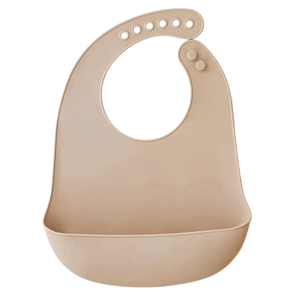 Bavoir bébé beige silicone souple et lavable