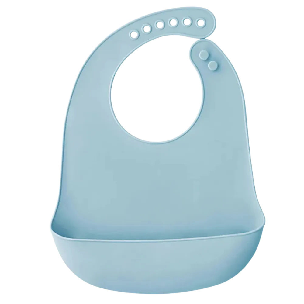 Bavoir bébé bleu clair en silicone souple