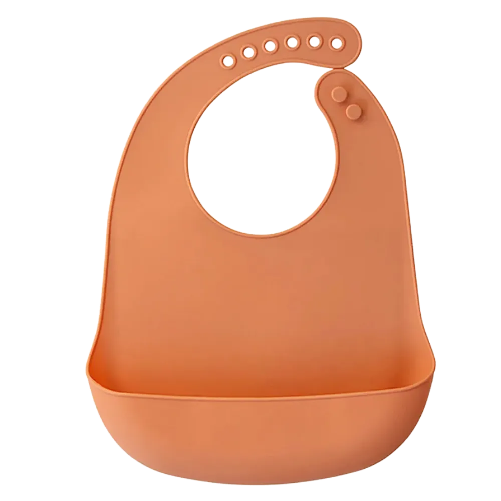 Bavoir bébé rouge tomette en silicone souple