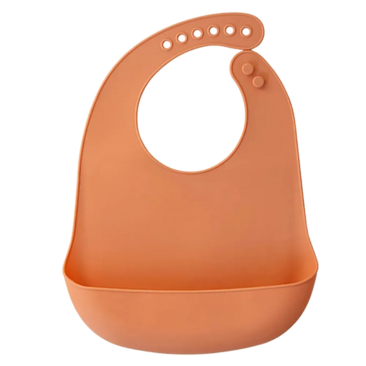 Bavoir bébé rouge tomette en silicone souple