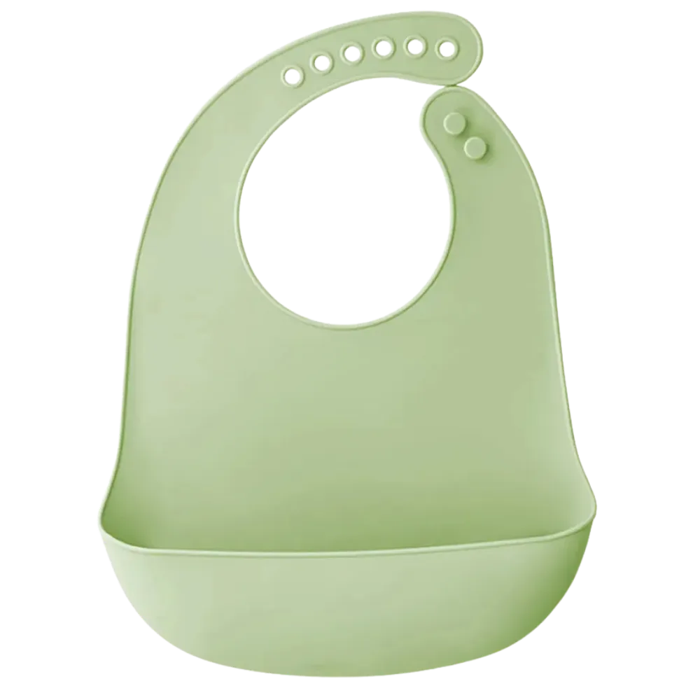Bavoir bébé vert clair silicone souple