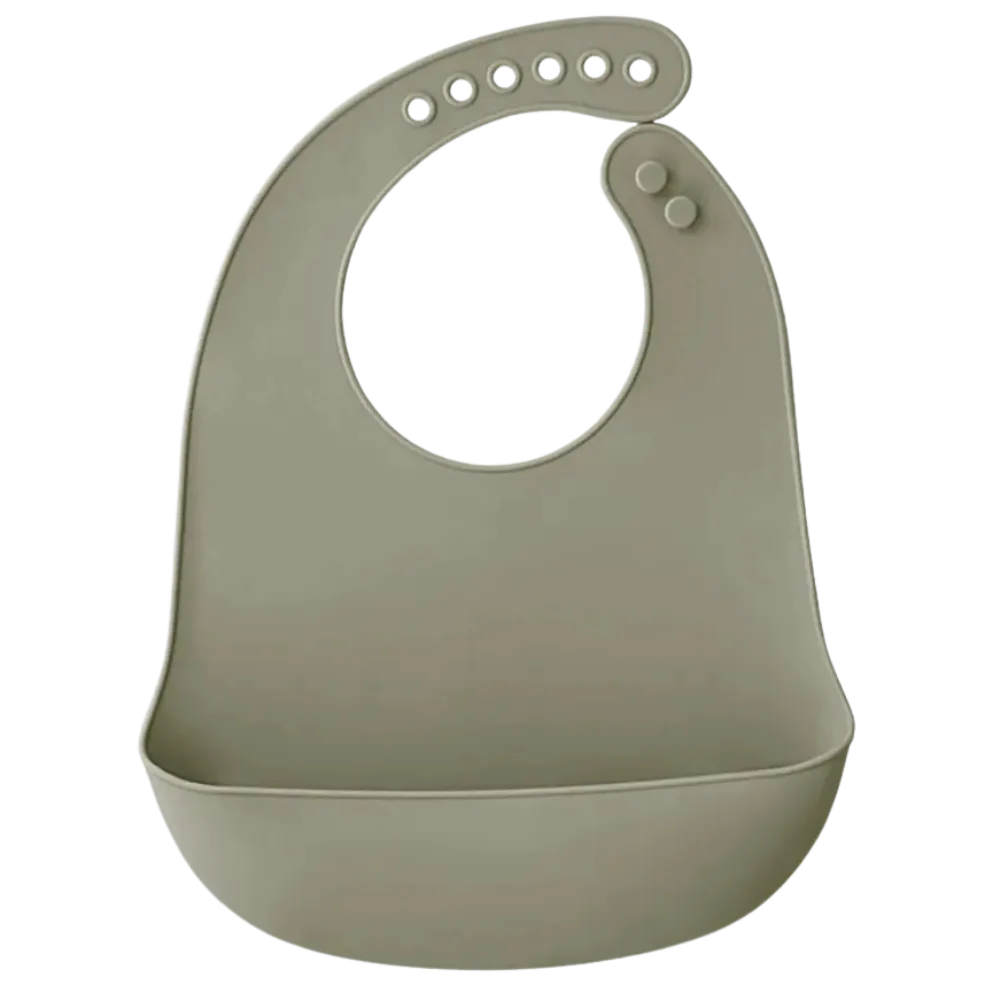 Bavoir bébé vert olive en silicone souple