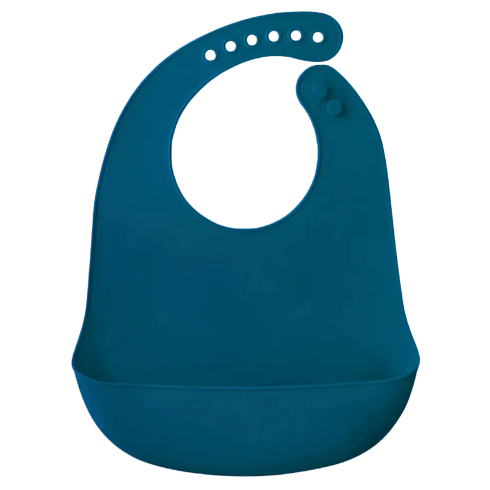 Bavoir silicone imperméable bébé bleu marine