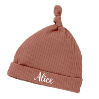 Bonnet bébé personnalisé prénom gravé coton bio
