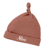 Bonnet bébé personnalisé prénom gravé coton bio