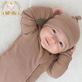 Bonnet naissance gravé au prénom tissu naturel