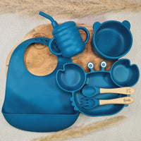 Set repas bébé personnalisé : bol  ventouse+ Tasse + Bavoir + Couverts personnalisé