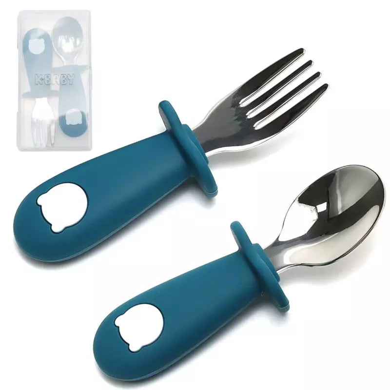 Couverts bébé forme panda bleu marine Baby-Crea