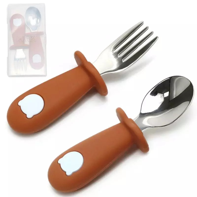 Couverts bébé marron forme panda Baby-Crea