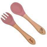 Couverts silicone alimentaire rose pour bébé