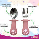 Cuillère bébé inox rose Baby-Crea chat