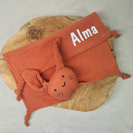 Doudou bébé lapin avec prénom gravé