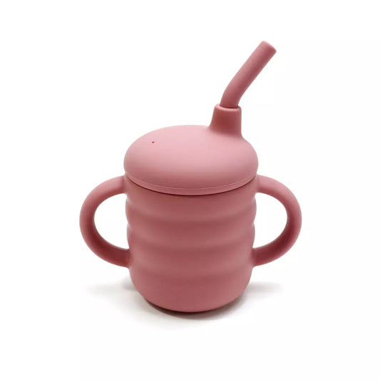 Tasse apprentissage bébé rose souple et stable