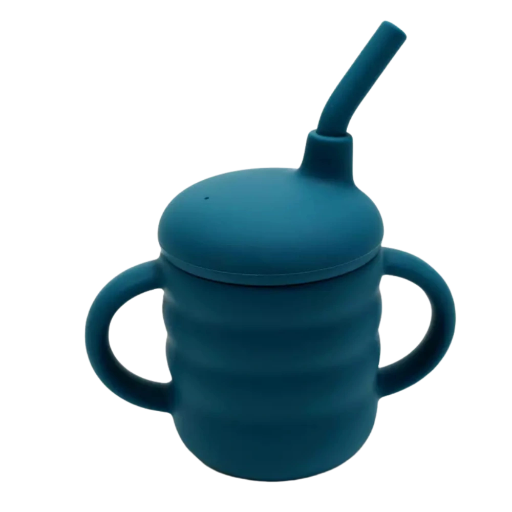 Tasse apprentissage bébé bleu marine en silicone