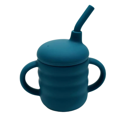 Tasse apprentissage bébé bleu marine en silicone