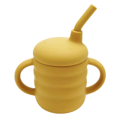 Tasse apprentissage bébé jaune en silicone