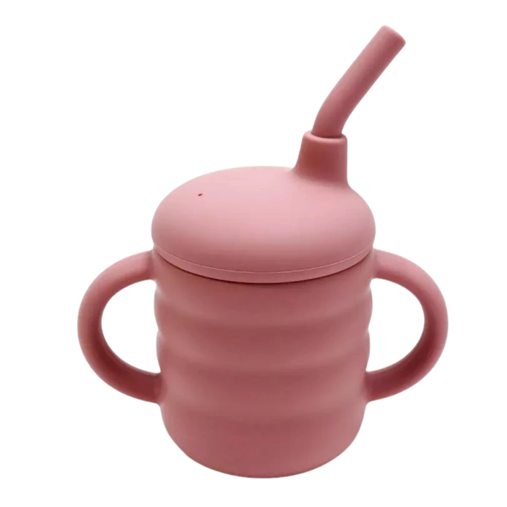 Tasse apprentissage bébé rose souple et stable