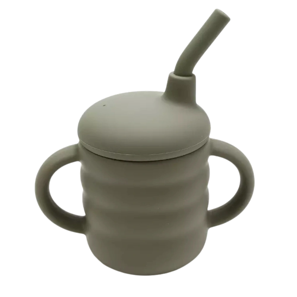 Gobelet bébé solide silicone vert olive