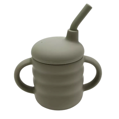 Gobelet bébé solide silicone vert olive