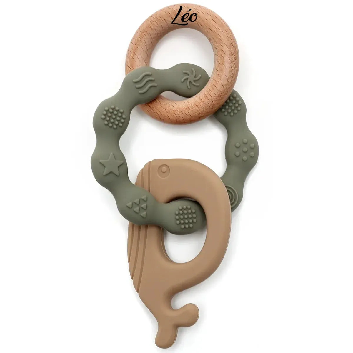 anneau de dentition bois et silicone dauphin