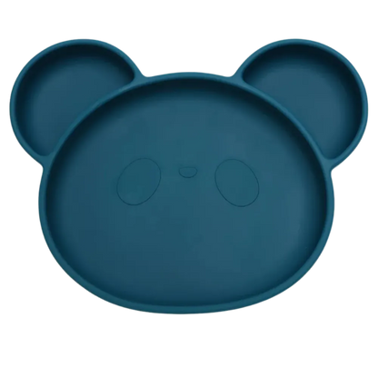 Assiette bébé ventouse silicone panda bleu marine