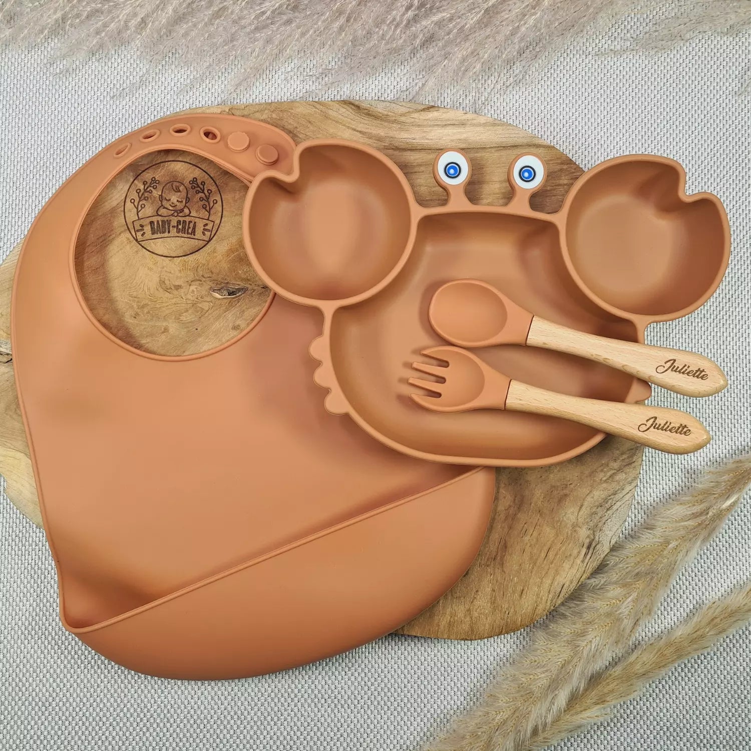 Assiette crabe bébé avec ventouse antidérapante