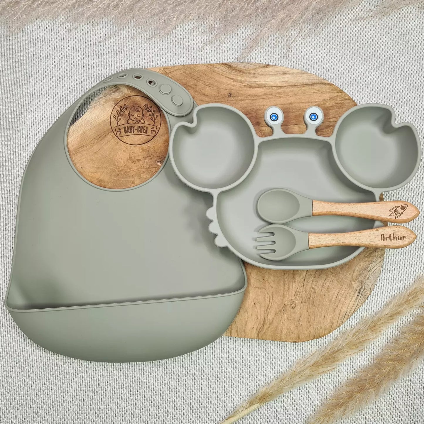 Set repas bébé avec couverts prénom