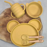 Set repas bébé - Assiette ventouse  + Bol ventouse + Tasse d'apprentissage + couverts personnalisés - Cadeau de naissance