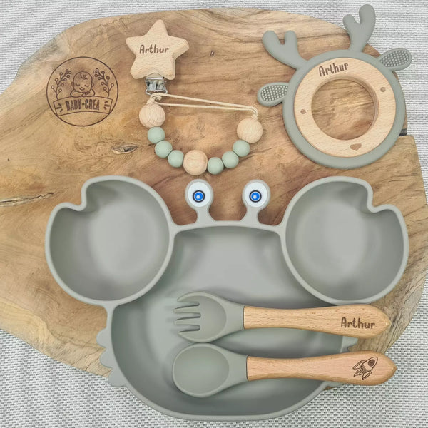 Set pasto piatto ventosa posate per bambino personalizzato