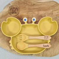 Set repas bébé - Assiette ventouse + couverts personnalisés - Cadeau naissance