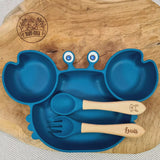 Set repas bébé - Assiette ventouse + couverts personnalisés - Cadeau naissance