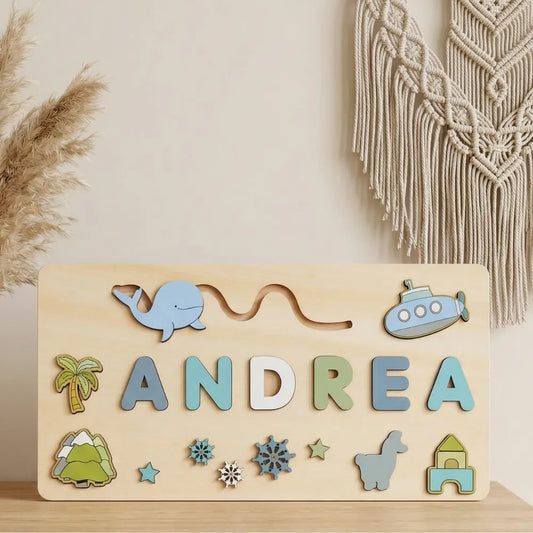 Puzzle Bébé 1 An – Prénom Personnalisé & Jouet Montessori Nature