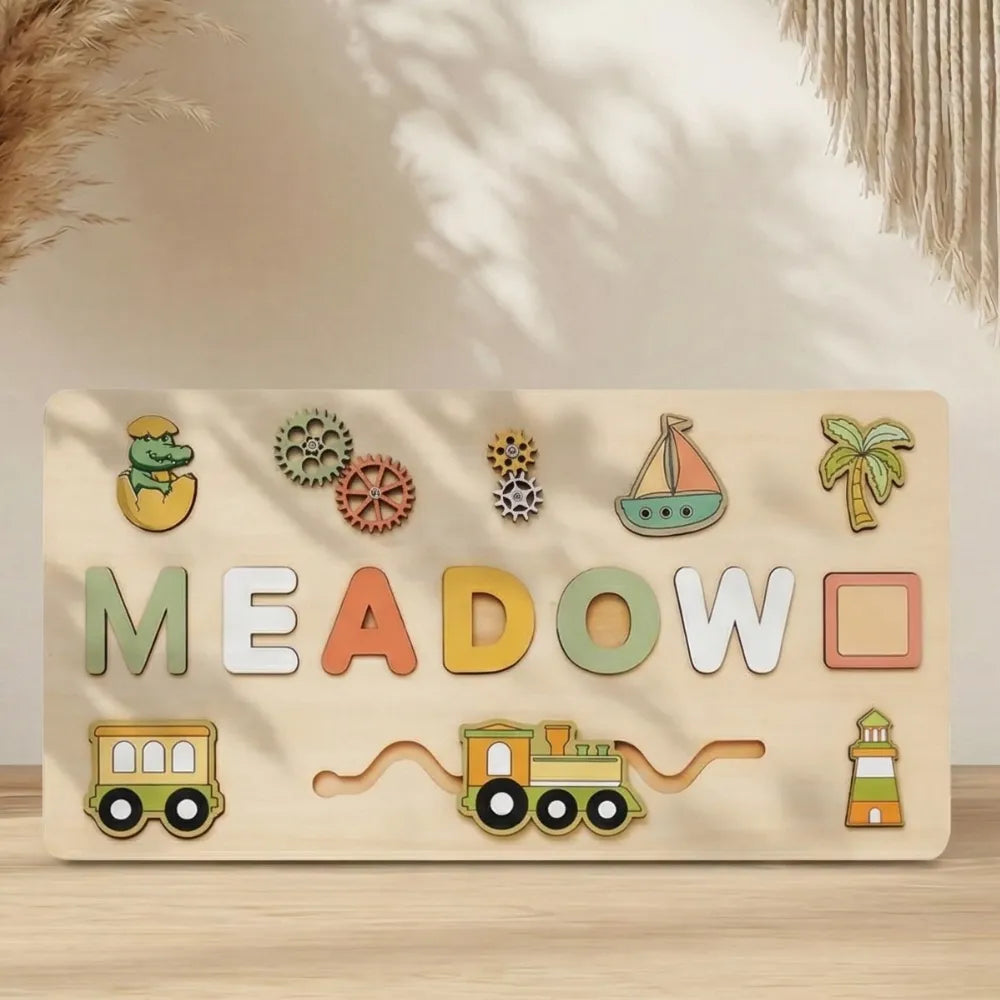 Puzzle Bois Bébé - Prénom Personnalisé & Jouet Montessori Avenuture