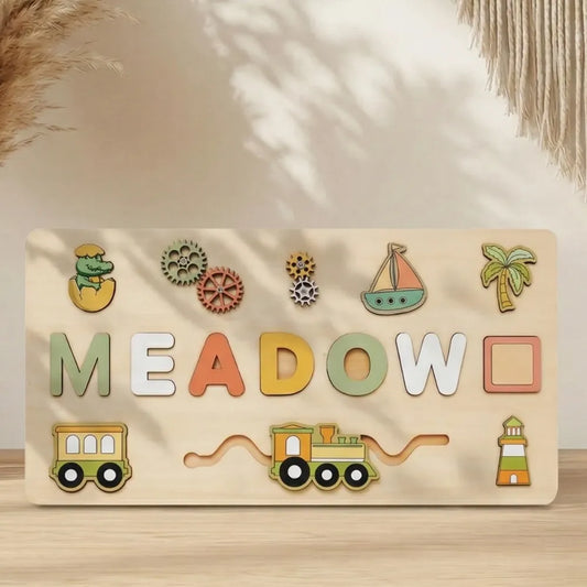 Puzzle Bois Bébé - Prénom Personnalisé & Jouet Montessori Avenuture