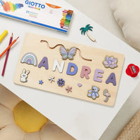 puzzle prénom ANDREA pastel fleurs bois