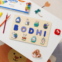 puzzle prénom BODHI lapins et œufs de Pâques
